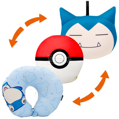 Pokemon three-purpose neck pillow that is both a pokeball and a Kirby