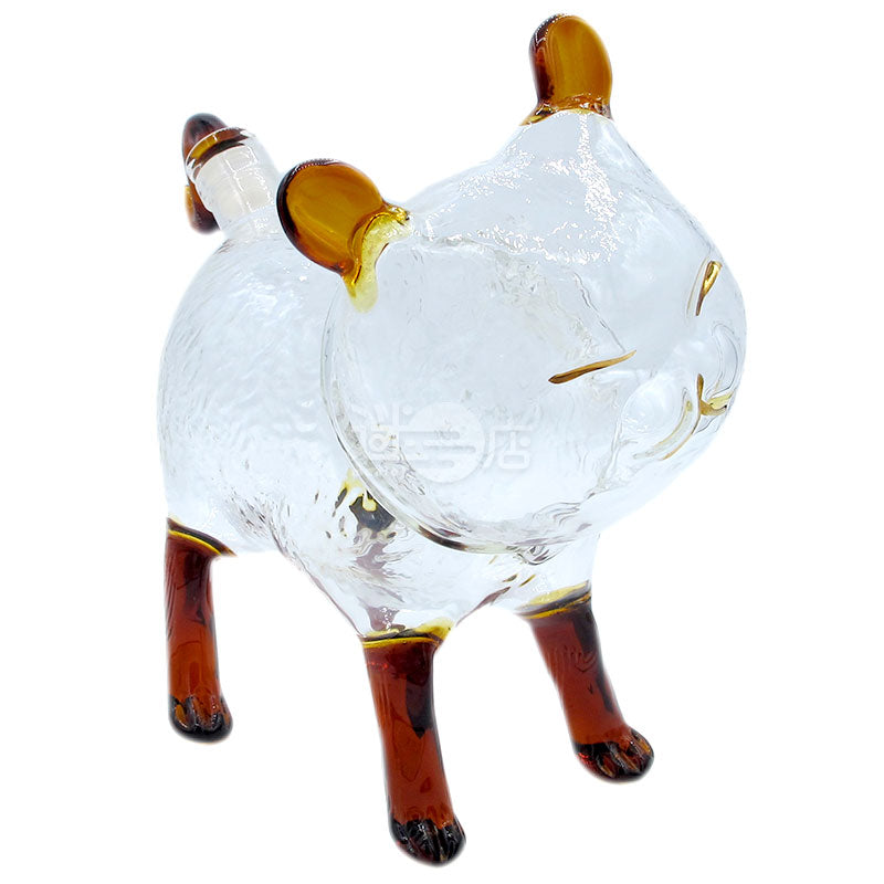 Lead-free glass cat-shaped whiskey decanter/bottle